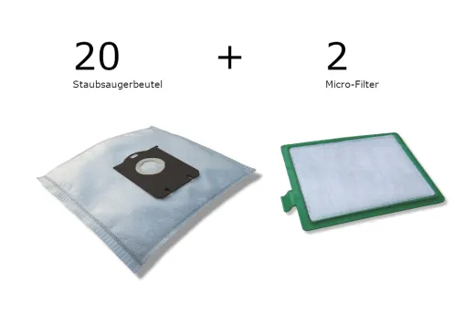 20 Staubsaugerbeutel + 2 Microfilter passend für AEG AJG 6700 JetMaxx Öko